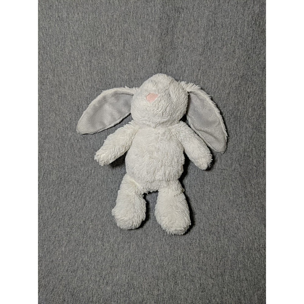 Carters White Bunny Rabbit Pink Nose Gray Inner Ears Plush Stuffed Animal 10" 16
